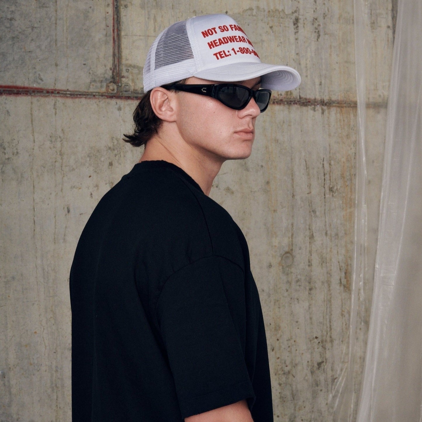NSF TRUCKER CAP ICE GREY AND RED